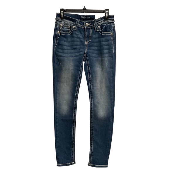 Miss Me Mid-Rise Skinny Jeans Sequin and Rhineston Angel Wings Design - Picture 1 of 13